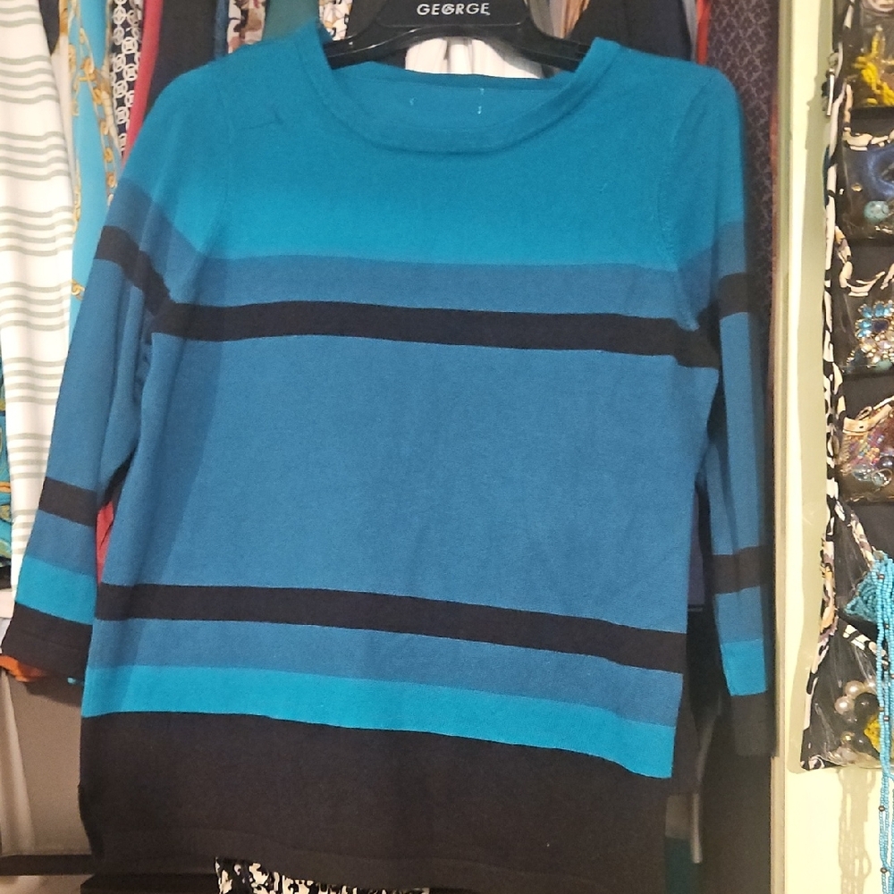 Blue and Black Striped Sweater